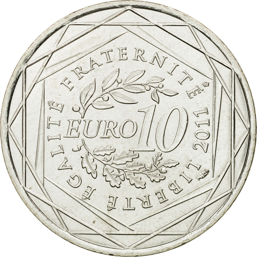France, 10 Euro, Aquitaine, 2011, MS(63), Silver, KM:1727