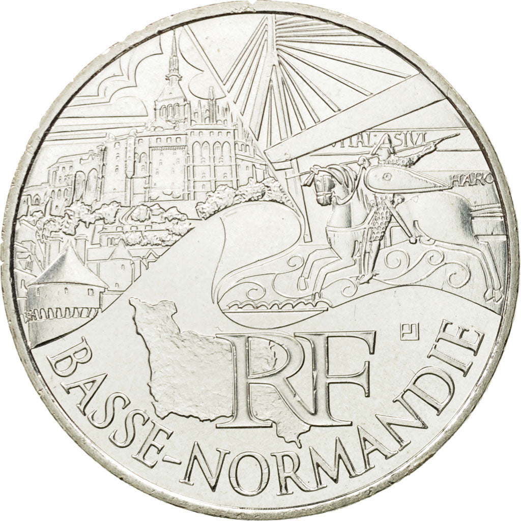 France, 10 Euro, Basse Normandie, 2011, MS(63), Silver, KM:1729