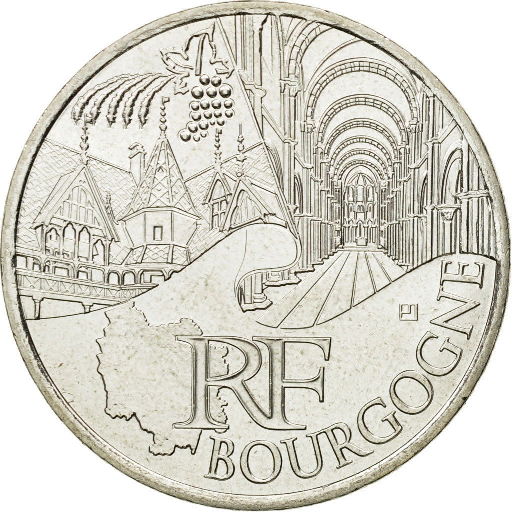 France, 10 Euro, Bourgogne, 2011, MS(63), Silver, KM:1731