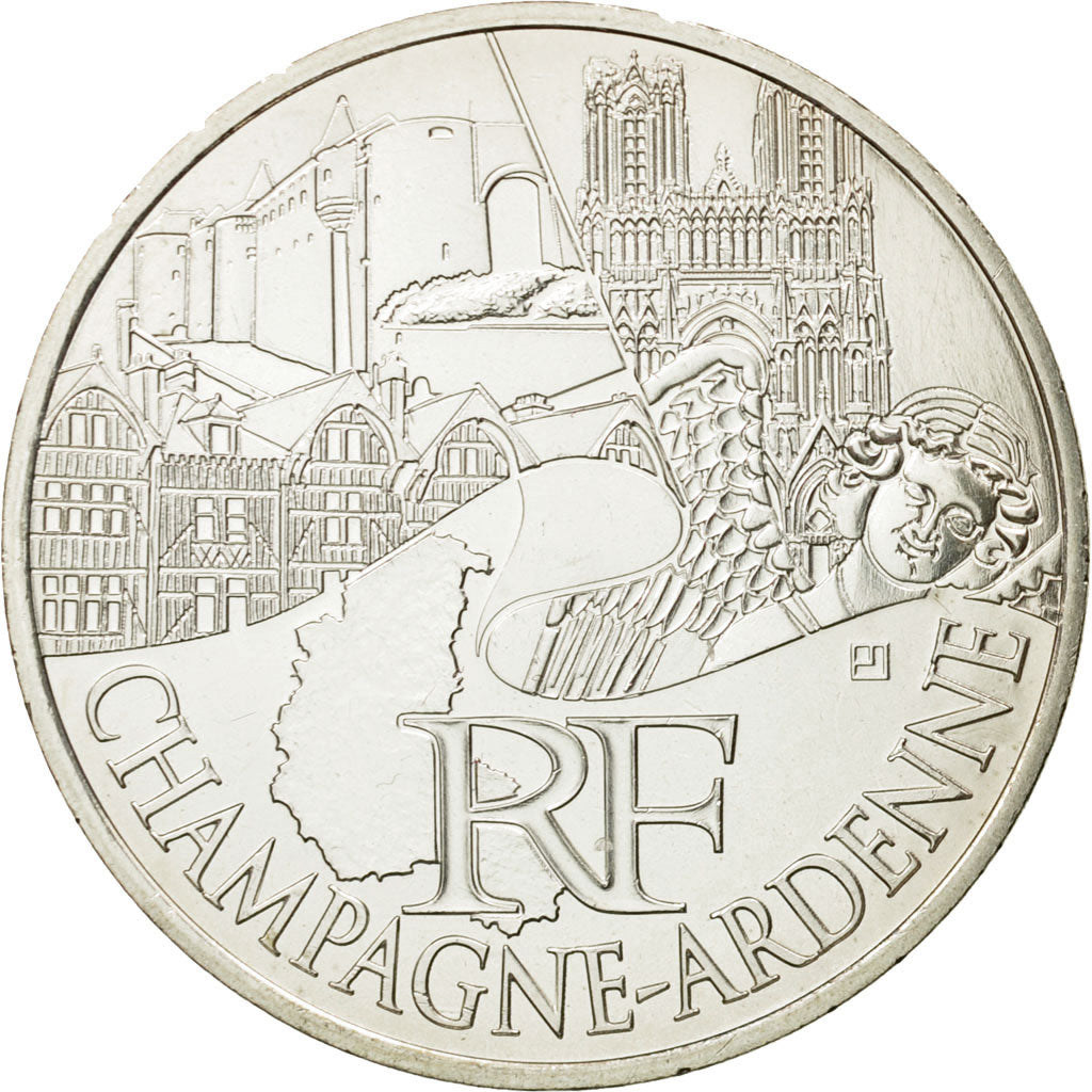 France, 10 Euro, Champagne-Ardenne, 2011, MS(63), Silver, KM:1733