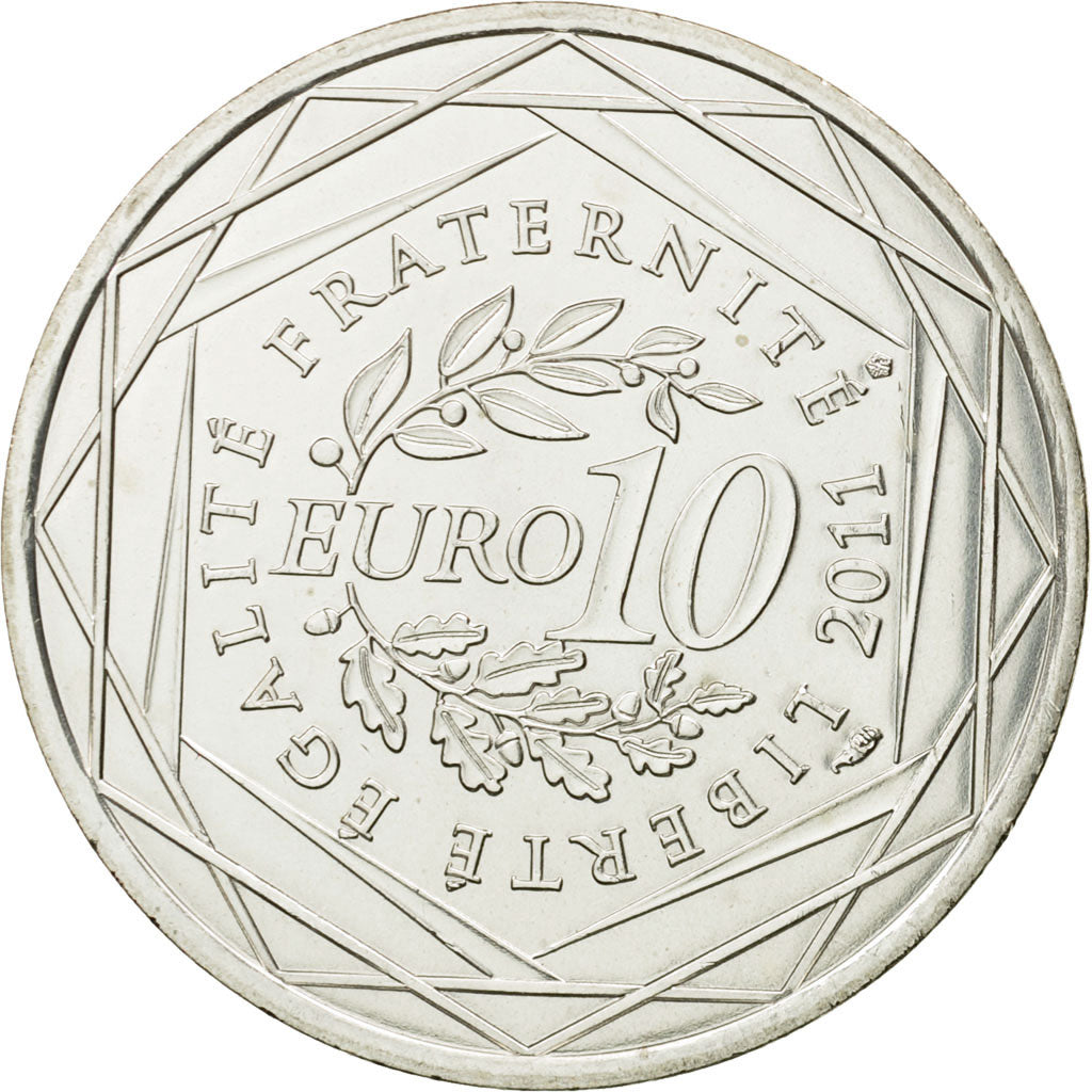 France, 10 Euro, Champagne-Ardenne, 2011, MS(63), Silver, KM:1733