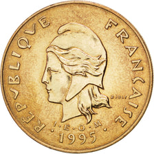 FRENCH POLYNESIA, 100 Francs, 1995, Paris, KM #14, MS(63), Nickel-Bronze, 30,...