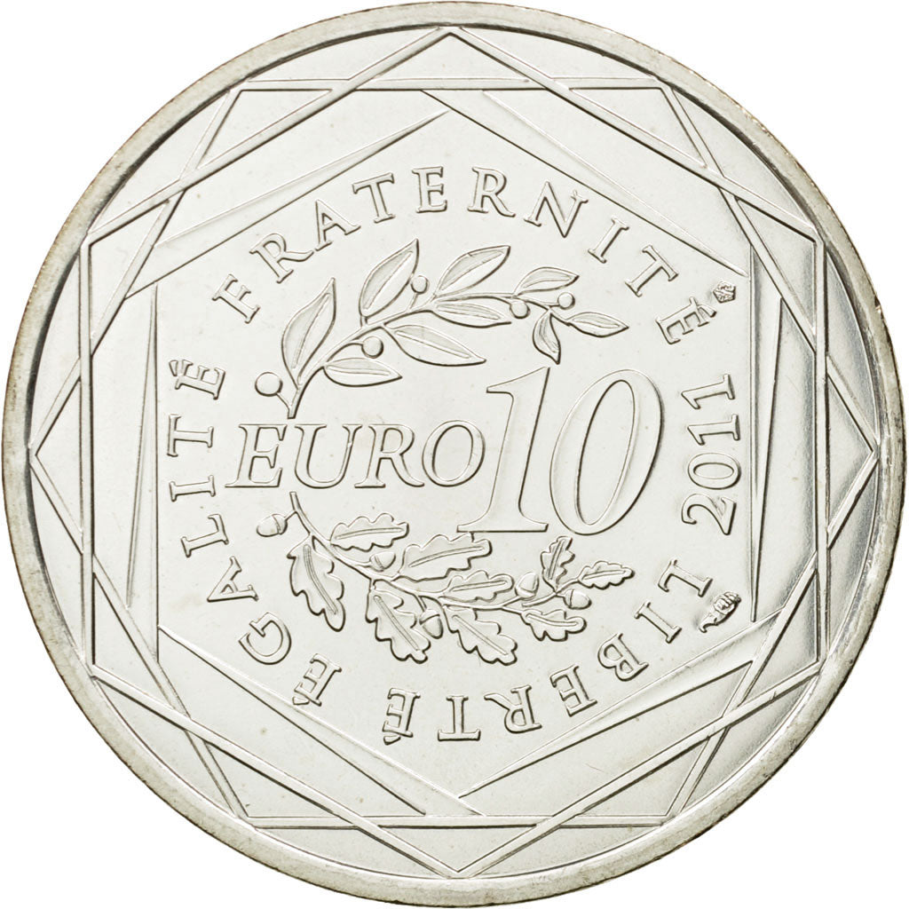 France, 10 Euro, Guadeloupe, 2011, MS(63), Silver, KM:1737