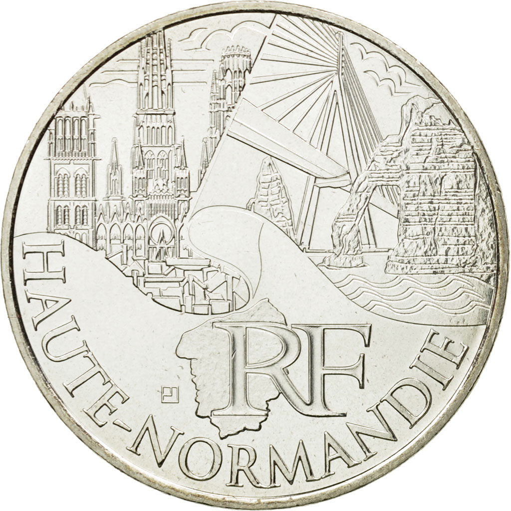 France, 10 Euro, Haute Normandie, 2011, MS(63), Silver, KM:1738