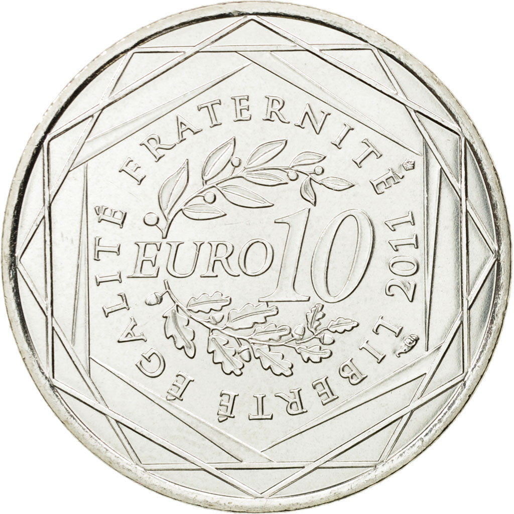 France, 10 Euro, Haute Normandie, 2011, MS(63), Silver, KM:1738