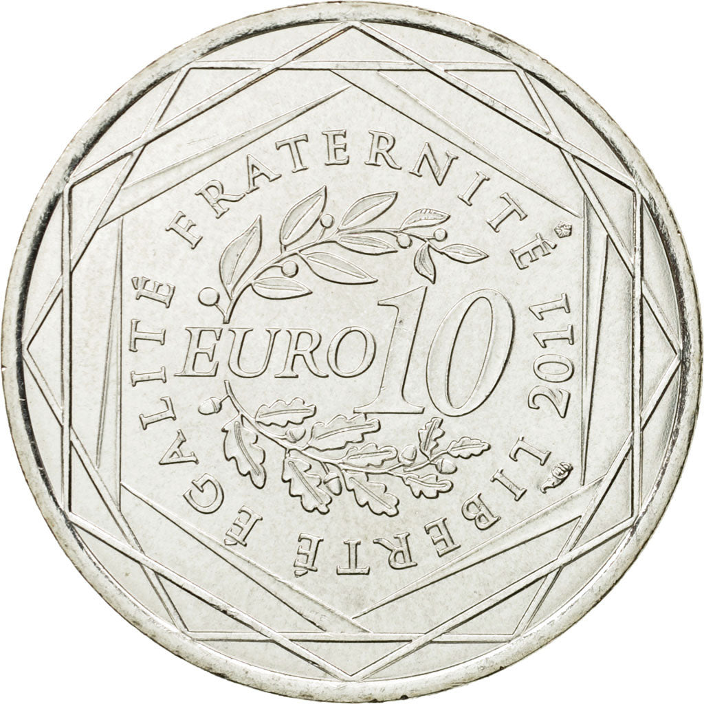 France, 10 Euro, Languedoc-Rousillon, 2011, MS(63), Silver, KM:1741