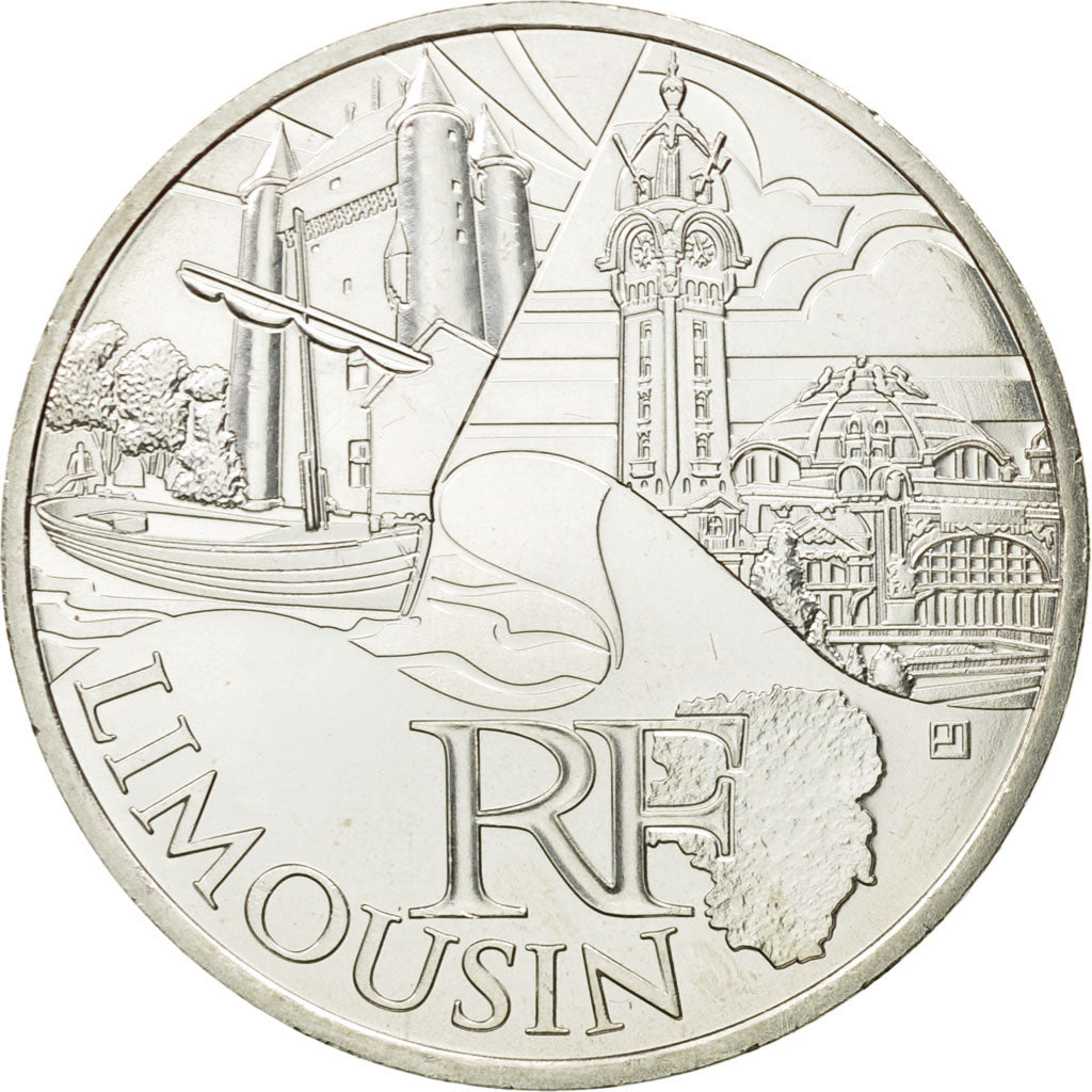 France, 10 Euro, Limousin, 2011, MS(63), Silver, KM:1742