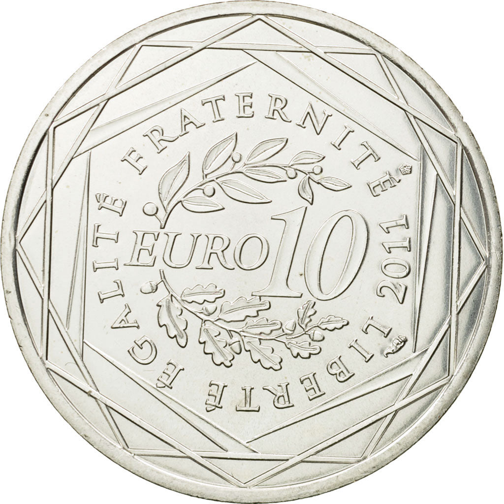 France, 10 Euro, Martinique, 2011, MS(63), Silver, KM:1744