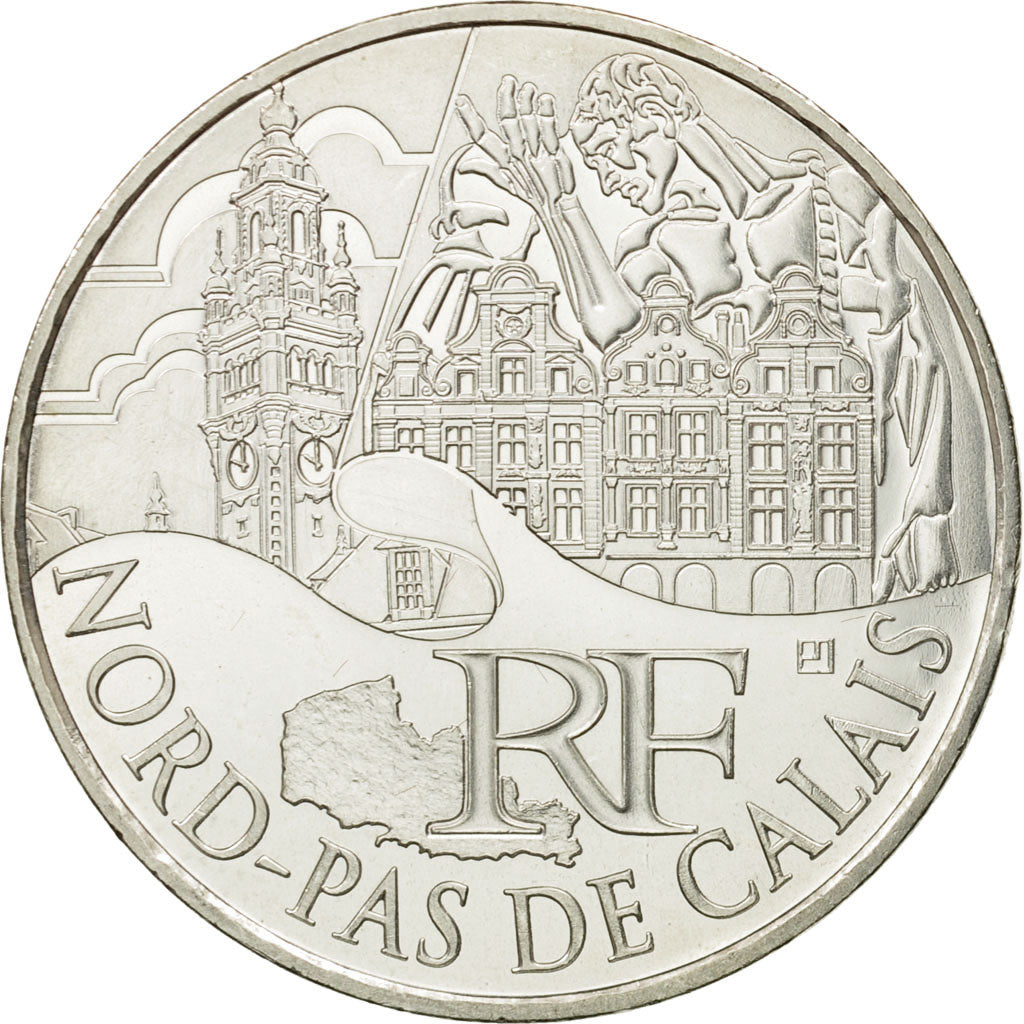 France, 10 Euro, Nord-Pas de Calais, 2011, MS(63), Silver, KM:1745