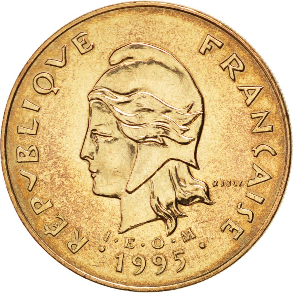 FRENCH POLYNESIA, 100 Francs, 1995, Paris, KM #14, MS(63), Nickel-Bronze, 30,...