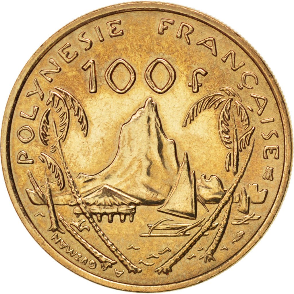 FRENCH POLYNESIA, 100 Francs, 1995, Paris, KM #14, MS(63), Nickel-Bronze, 30,...