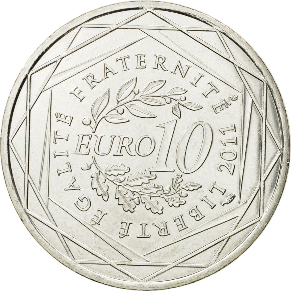 France, 10 Euro, Poitou-Charentes, 2011, MS(63), Silver, KM:1748