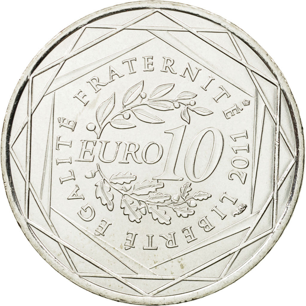 France, 10 Euro, Réunion, 2011, MS(63), Silver, KM:1750