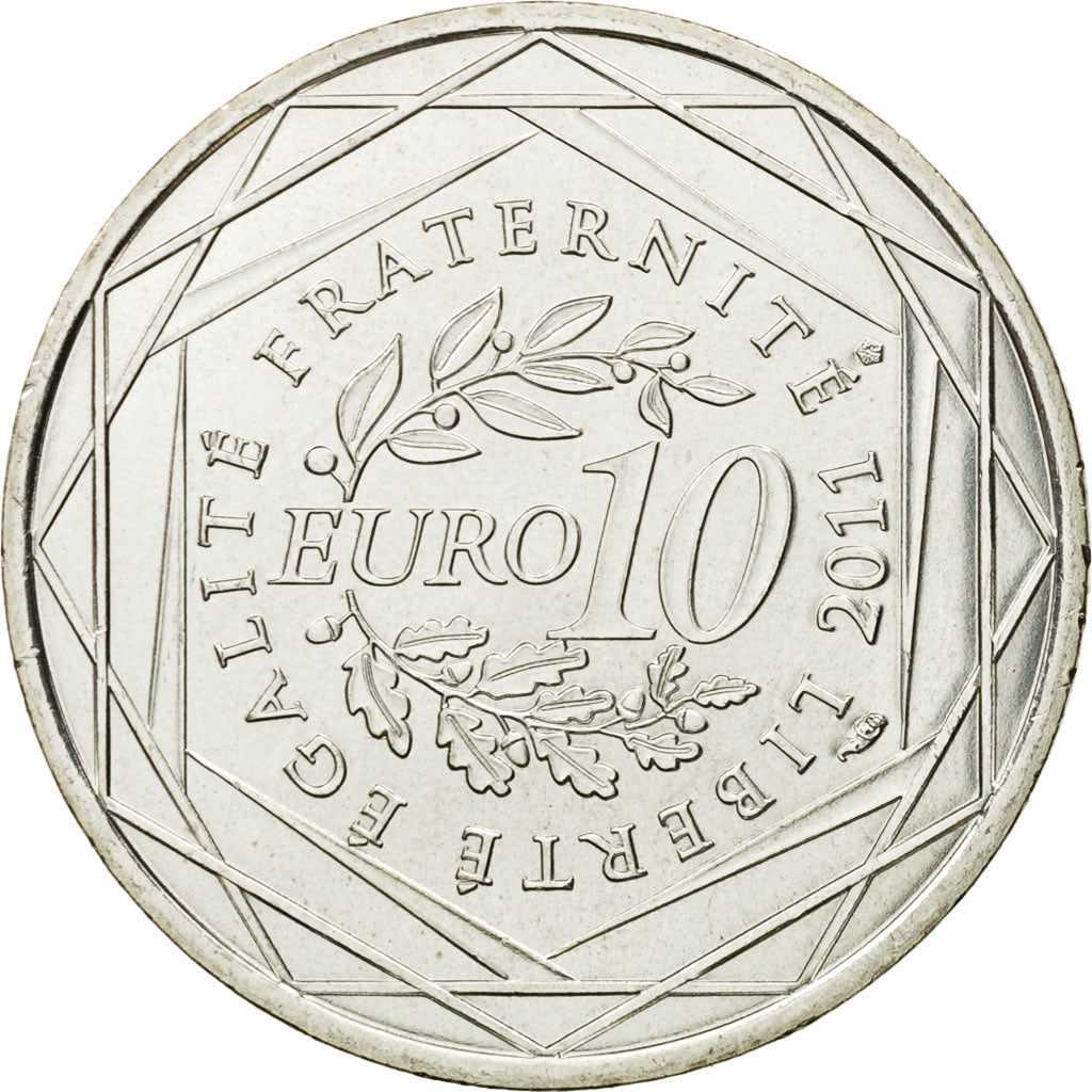 France, 10 Euro, Mayotte, 2011, MS(63), Silver, KM:1726