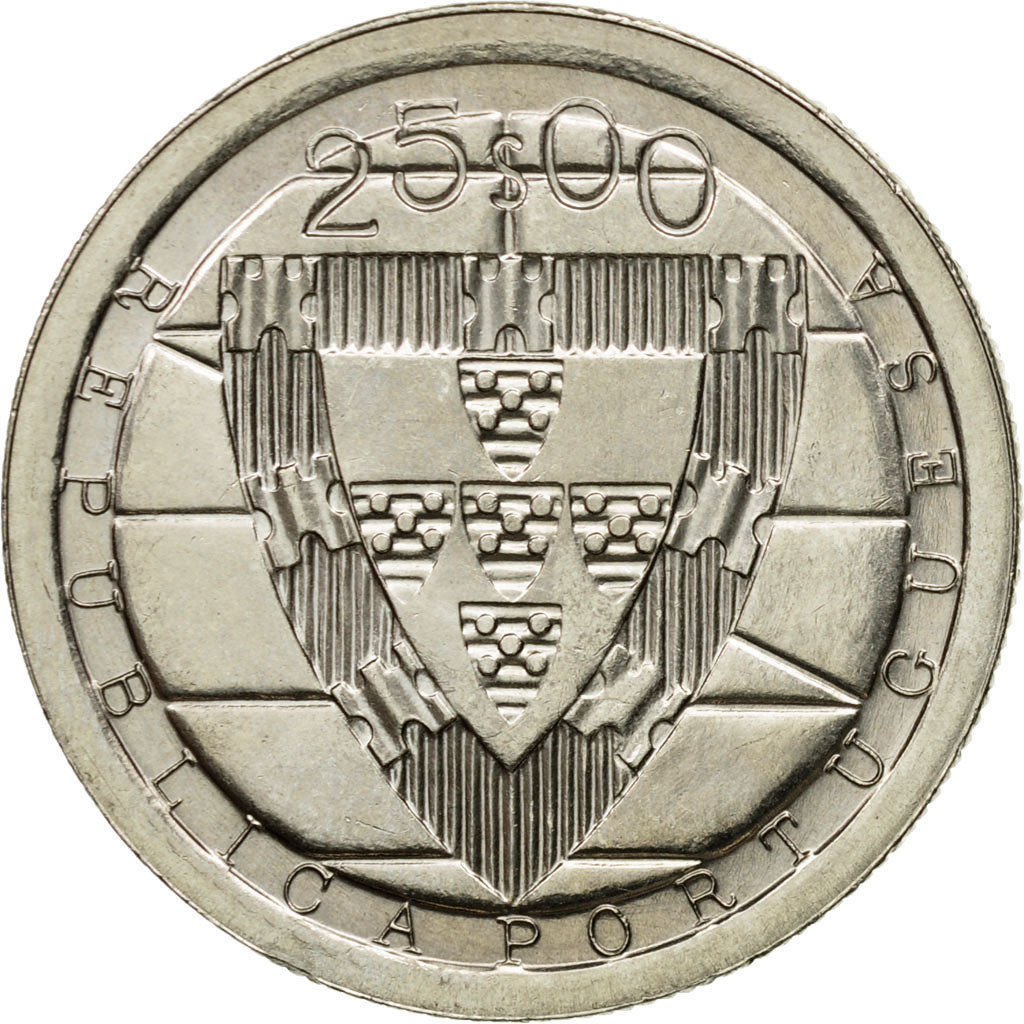 Münze, Portugal, 25 Escudos, 1985, VZ, Copper-nickel, KM:627