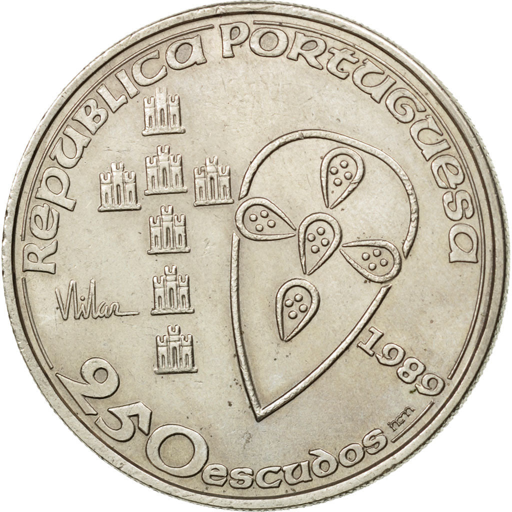 Coin, Portugal, 250 Escudos, 1989, AU(55-58), Copper-nickel, KM:650