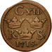Monnaie, Suède, Carl XII, 1/6 Ore, S.M., 1715, TTB, Cuivre, KM:334