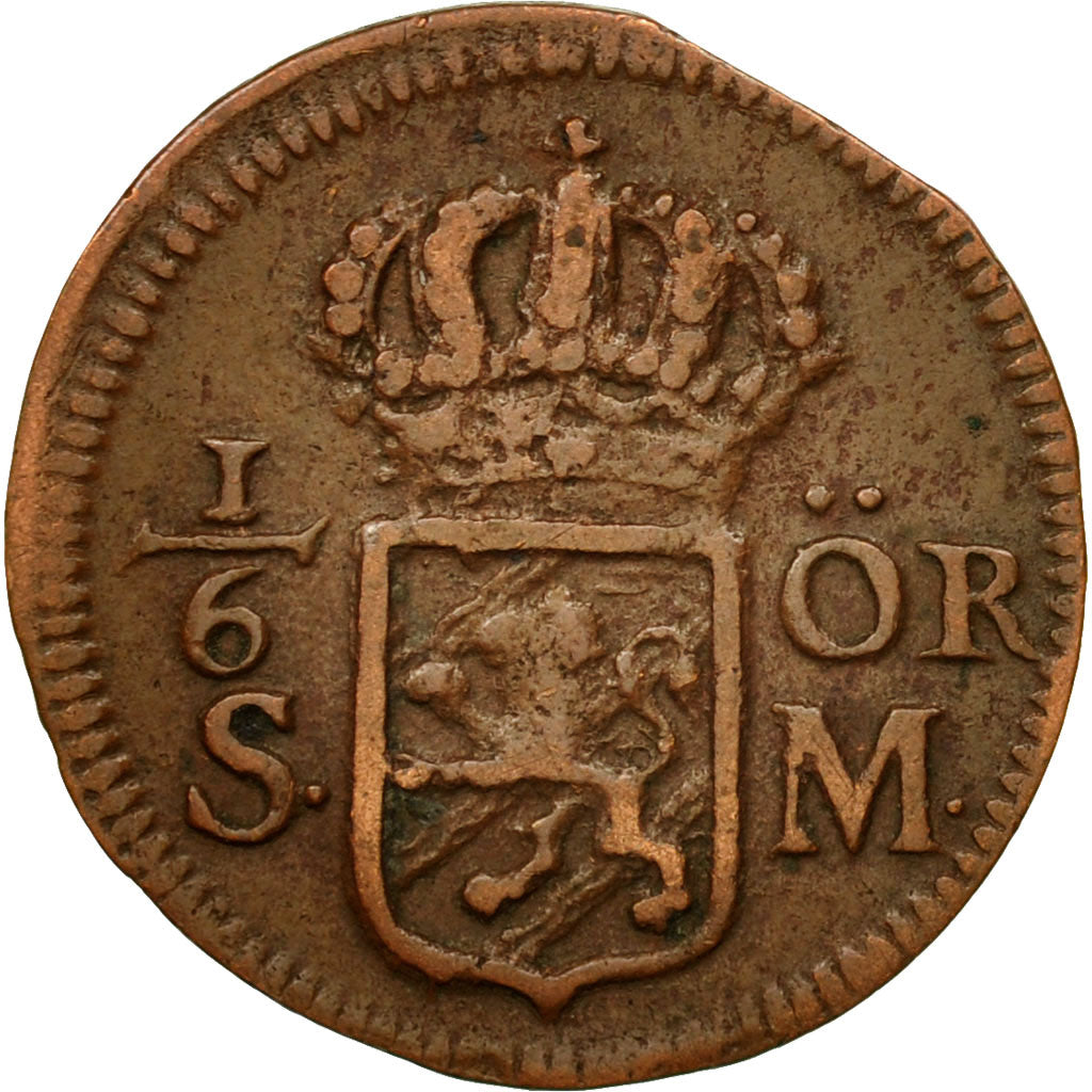 Moneta, Svezia, Carl XII, 1/6 Ore, S.M., 1715, BB, Rame, KM:334