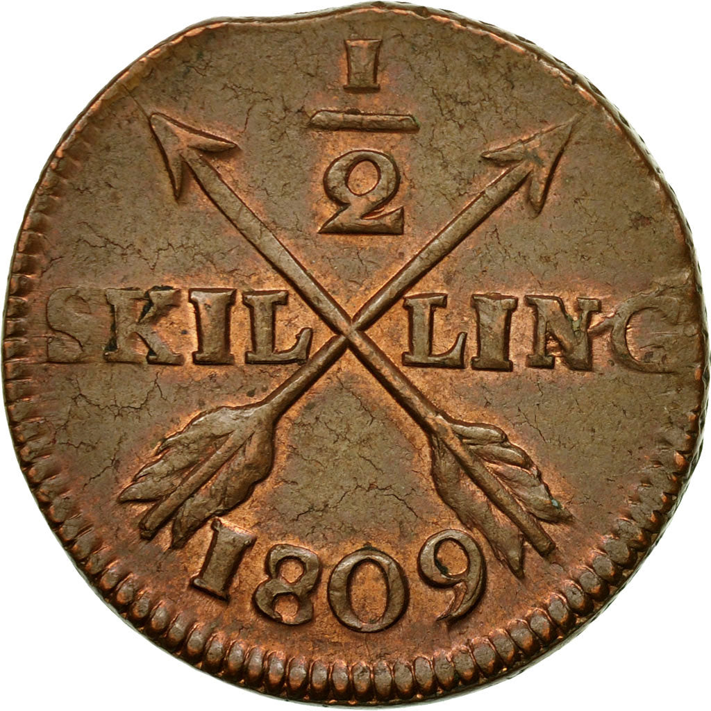 Coin, Sweden, Gustaf IV Adolf, 1/2 Skilling, 1809, MS(60-62), Copper, KM:565
