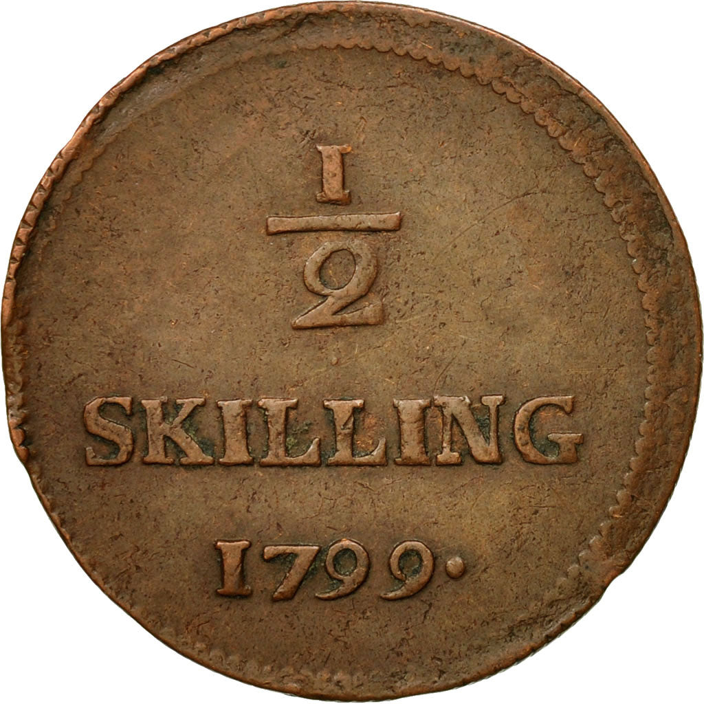 Coin, Sweden, Gustaf IV Adolf, 1/2 Skilling, 1799, EF(40-45), Copper, KM:549