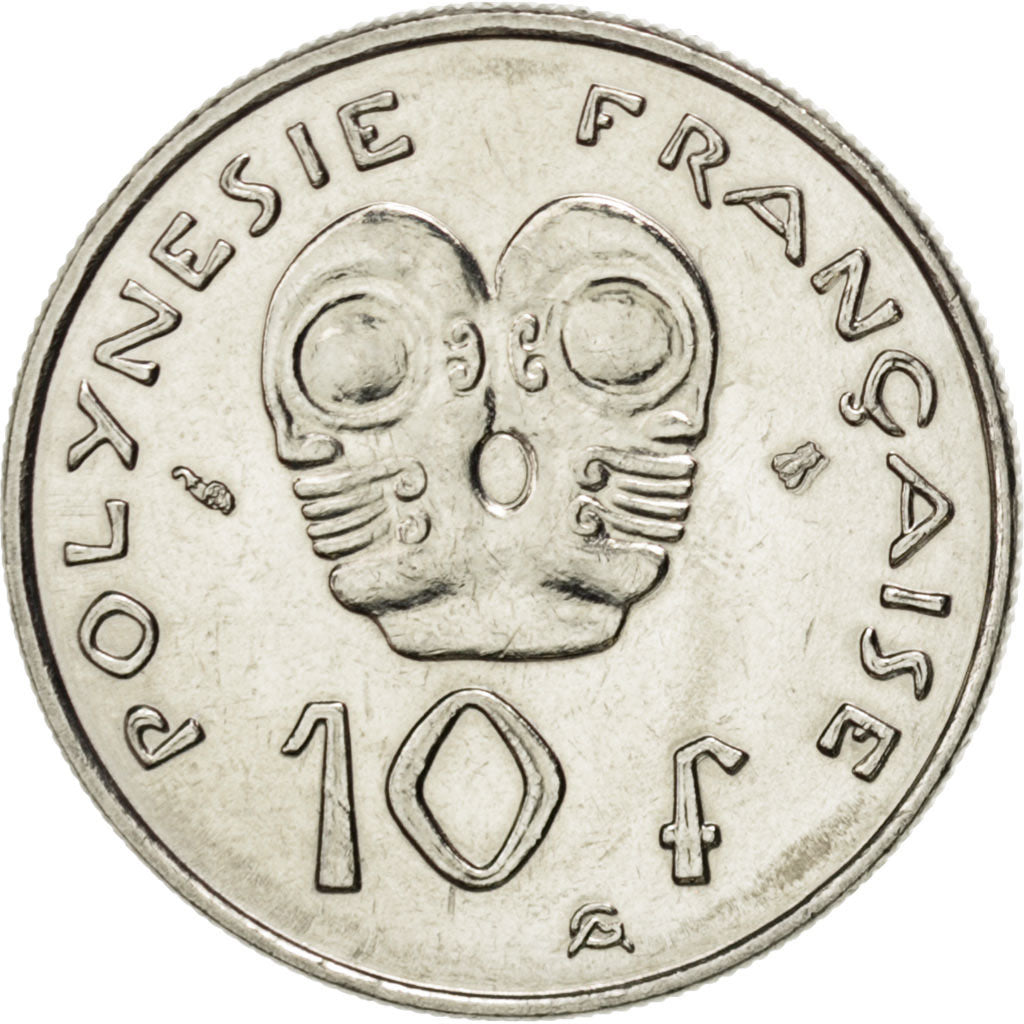 FRENCH POLYNESIA, 10 Francs, 1995, Paris, KM #8, MS(63), Nickel, 24, Lecompte...