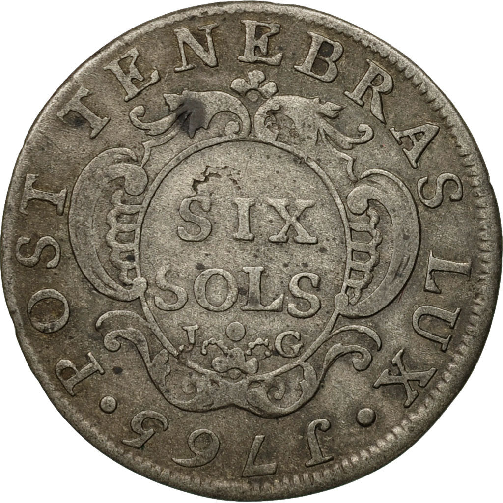 Coin, SWISS CANTONS, GENEVA, 6 Sols, 1765, Bern, EF(40-45), Billon, KM:82