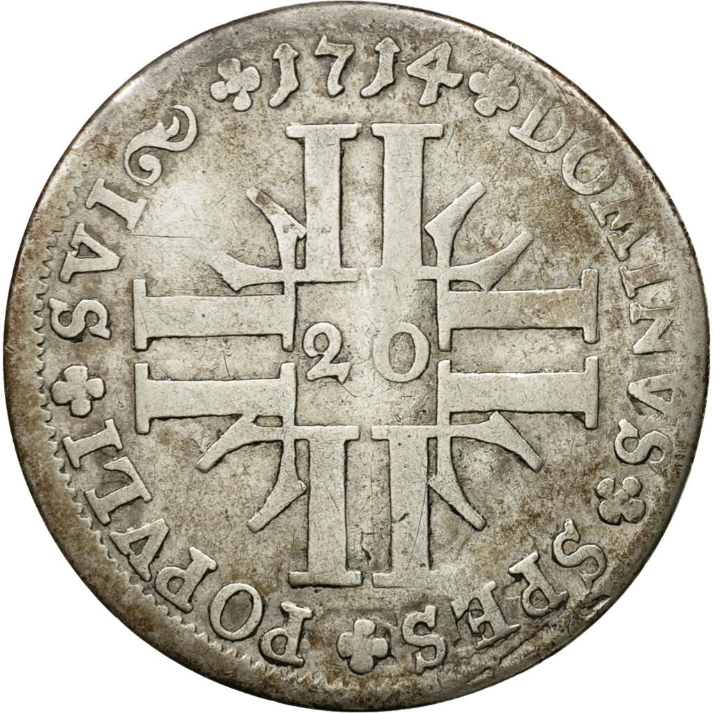 Coin, SWISS CANTONS, LUZERN, 20 Kreuzer, 1714, Bern, VF(30-35), Silver, KM:44