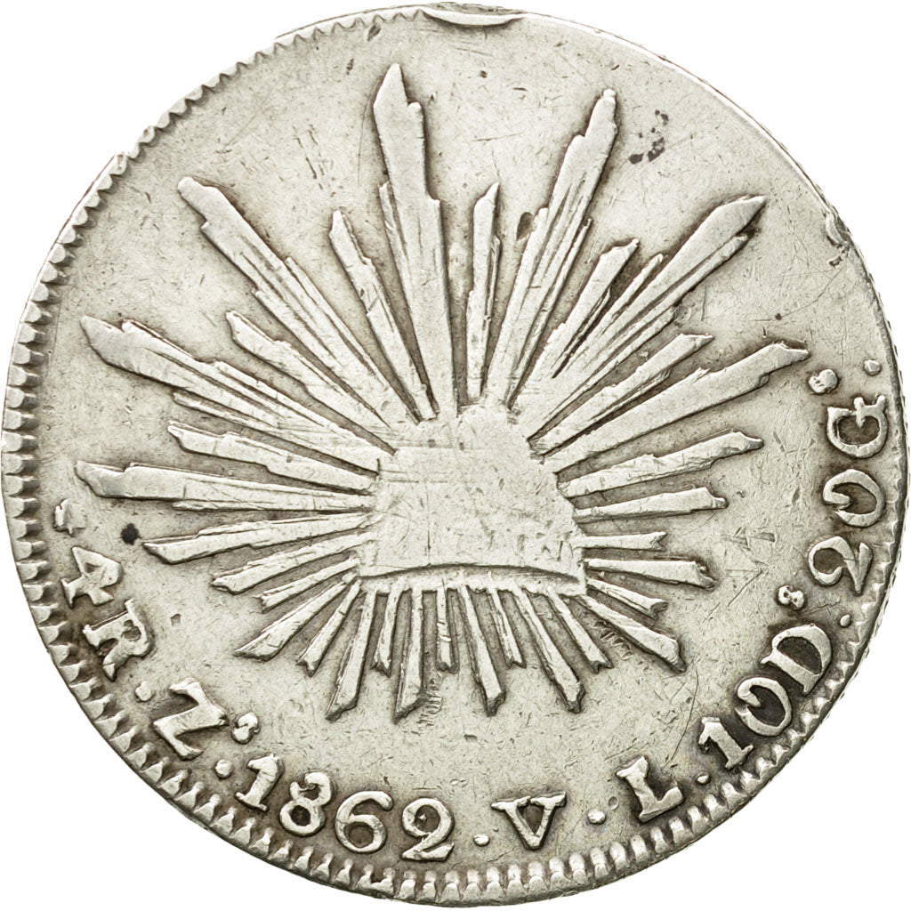 Coin, Mexico, 4 Réales, 1862, Zacatecas, EF(40-45), Silver, KM:375.9