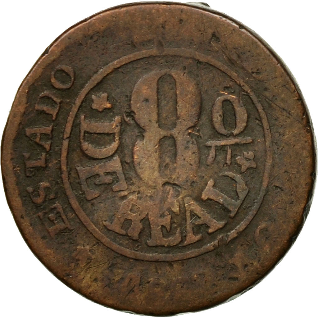 Moneta, Messico, 1/8 Real, Octavo Real, 1852, Durango, B, Rame, KM:325