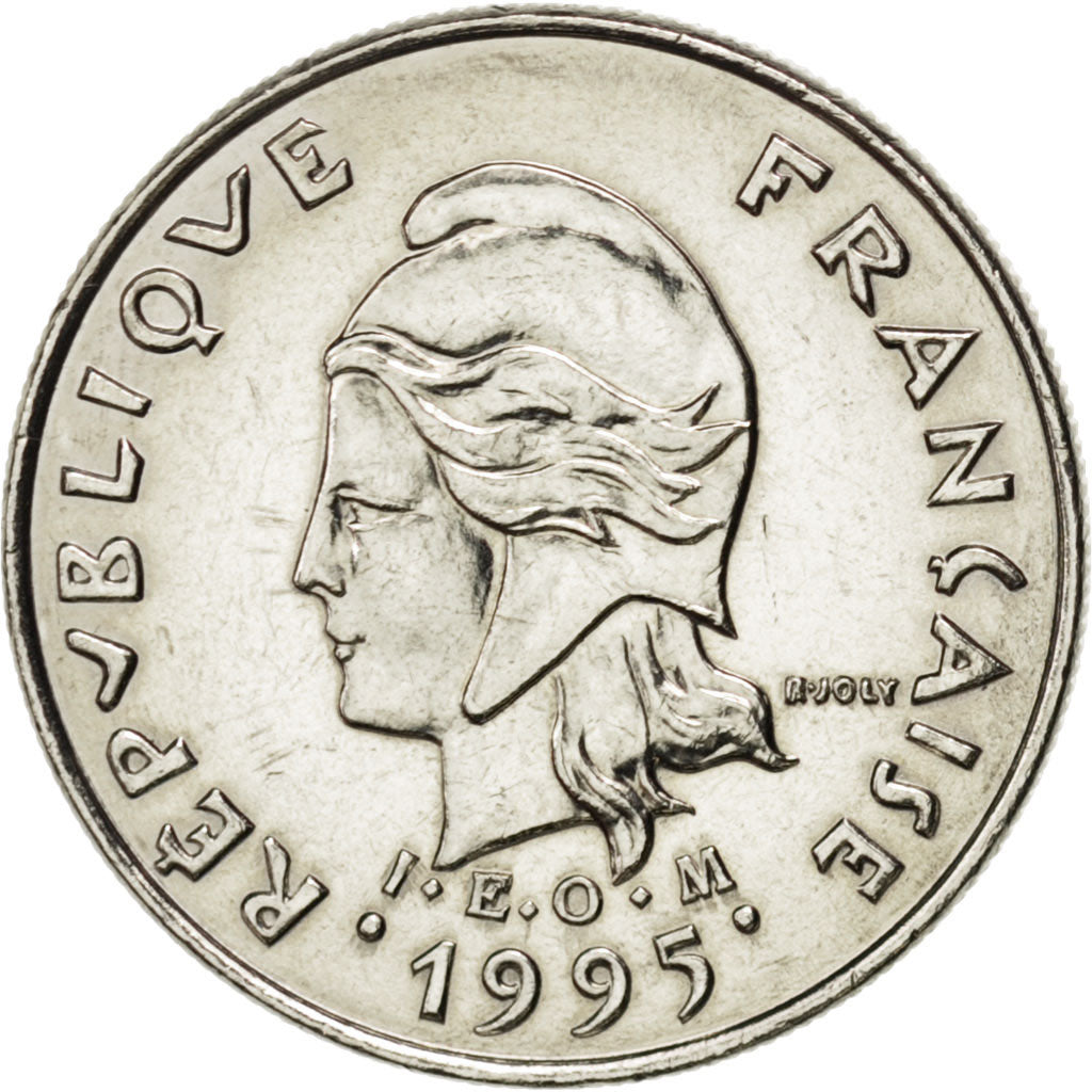 FRENCH POLYNESIA, 10 Francs, 1995, Paris, KM #8, MS(63), Nickel, 24, Lecompte...
