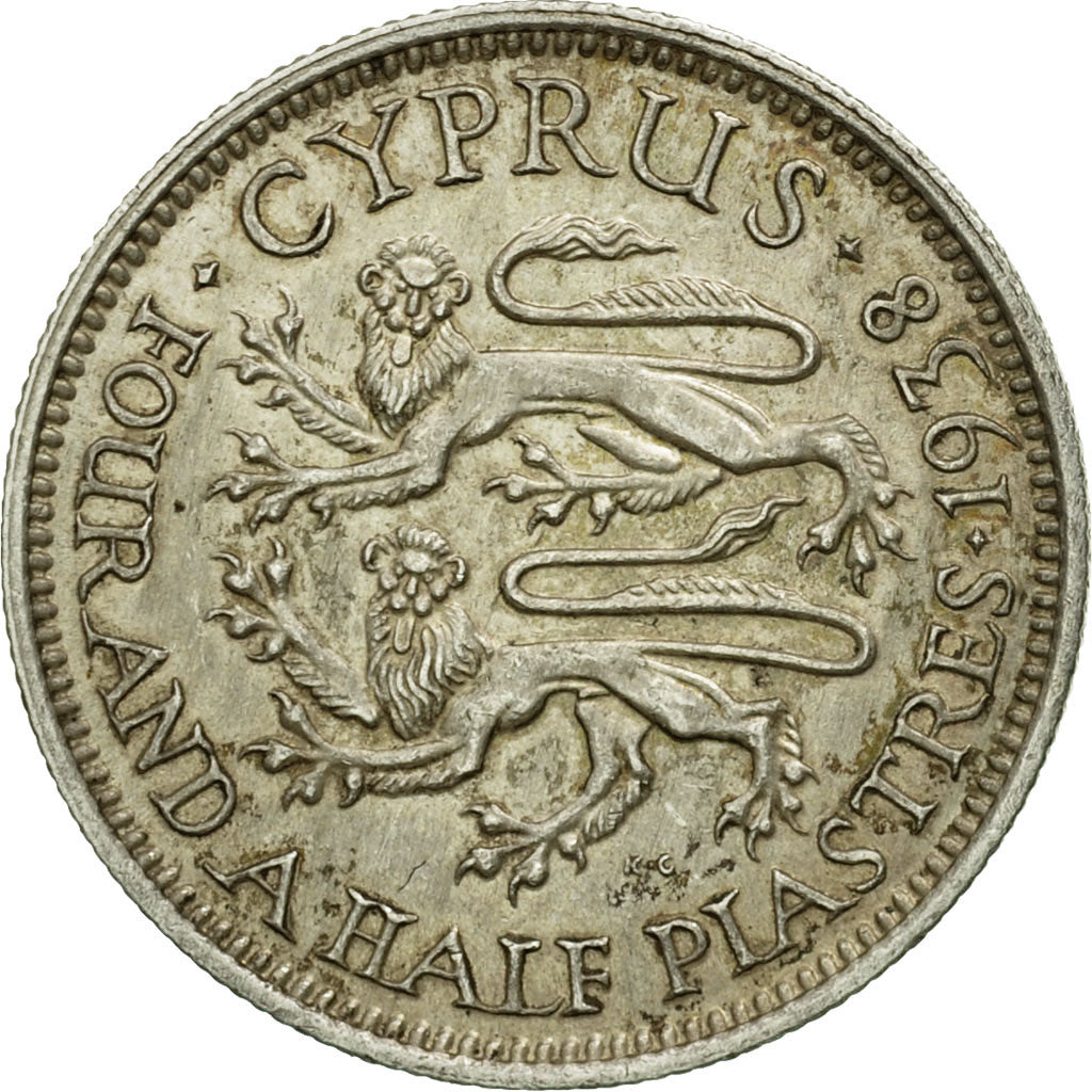 Moneta, Cypr, 4-1/2 Piastres, 1938, MS(60-62), Srebro, KM:24