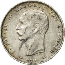 Coin, Greece, George I, 2 Drachmai, 1911, AU(55-58), Silver, KM:61