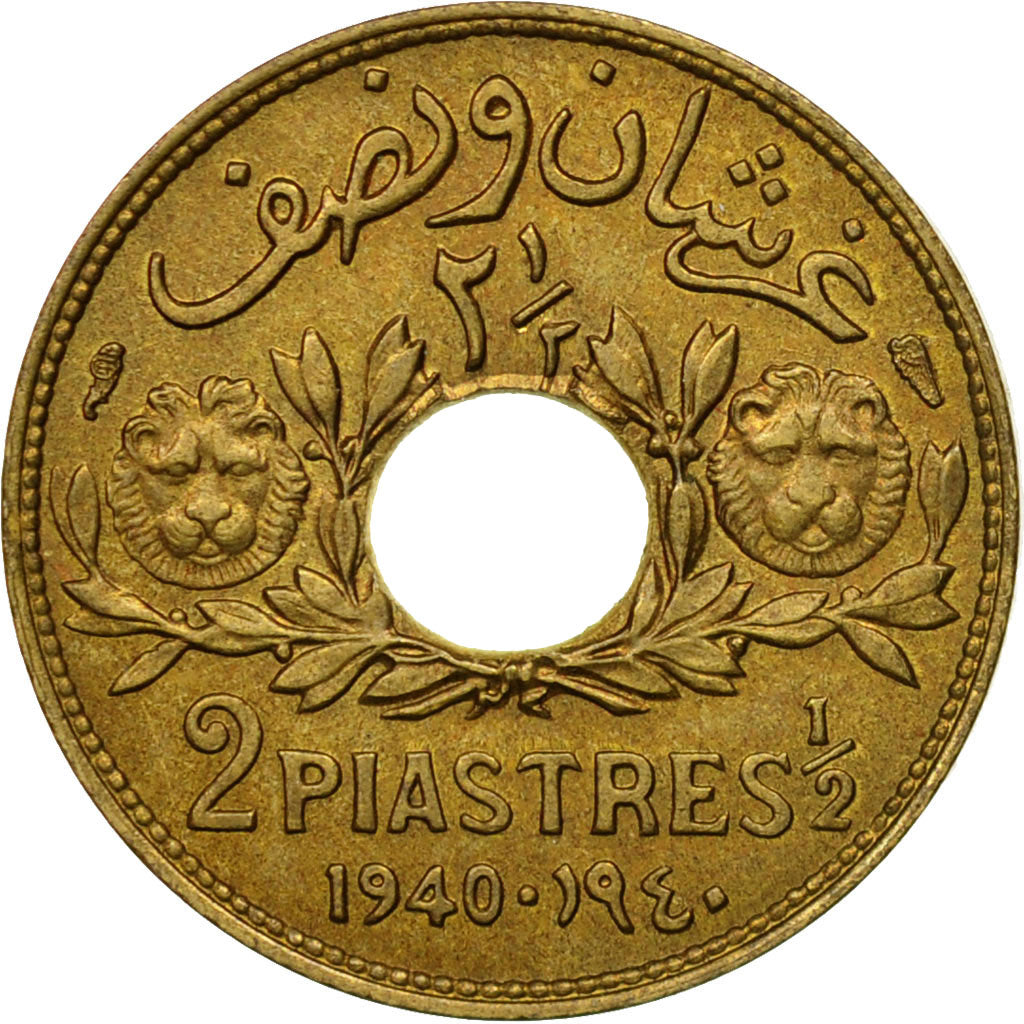 Coin, Lebanon, 2-1/2 Piastres, 1940, Paris, MS(63), Aluminum-Bronze, KM:10