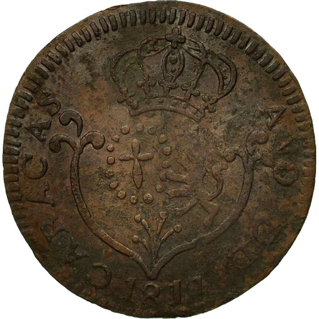 Coin, Venezuela, CARACAS, 1/4 Réal, 1817, EF(40-45), Copper, KM:2