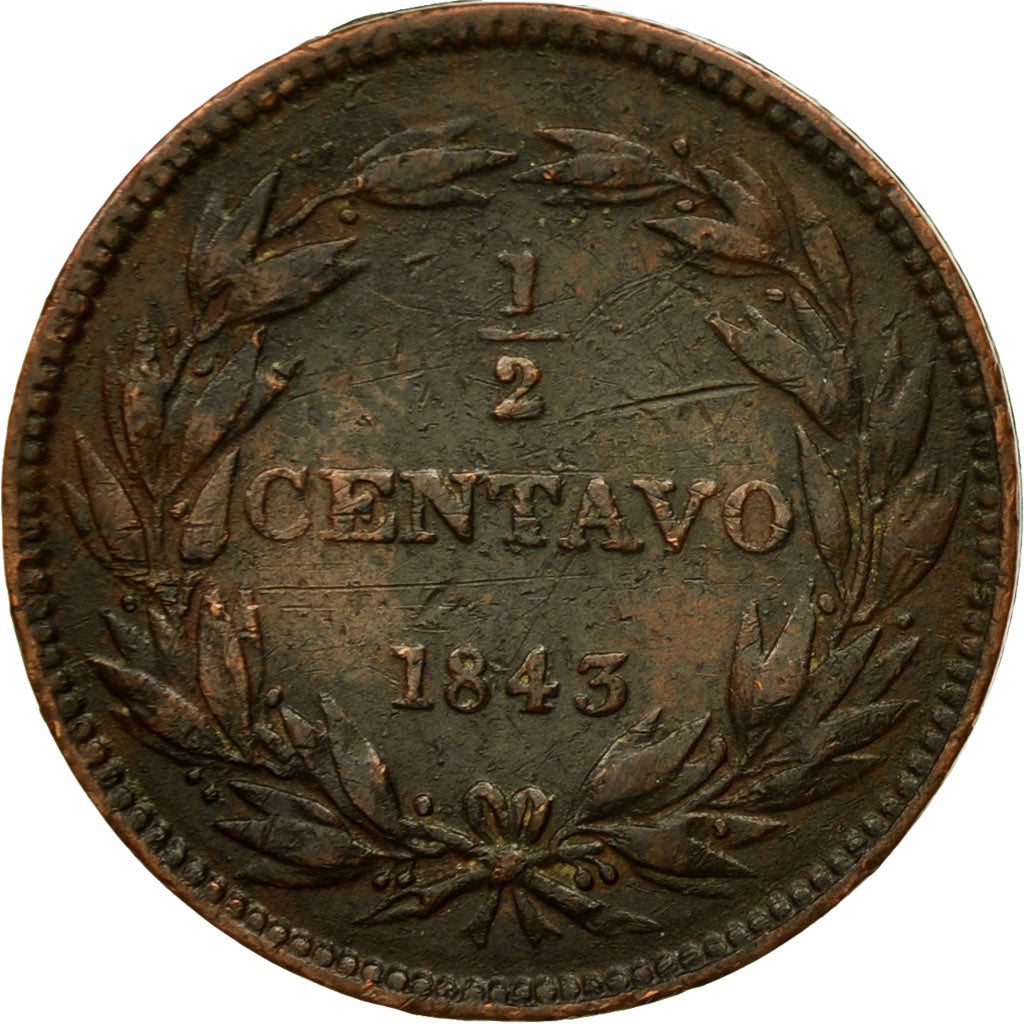 Monnaie, Venezuela, 1/2 Centavo, 1843, TTB, Cuivre, KM:2