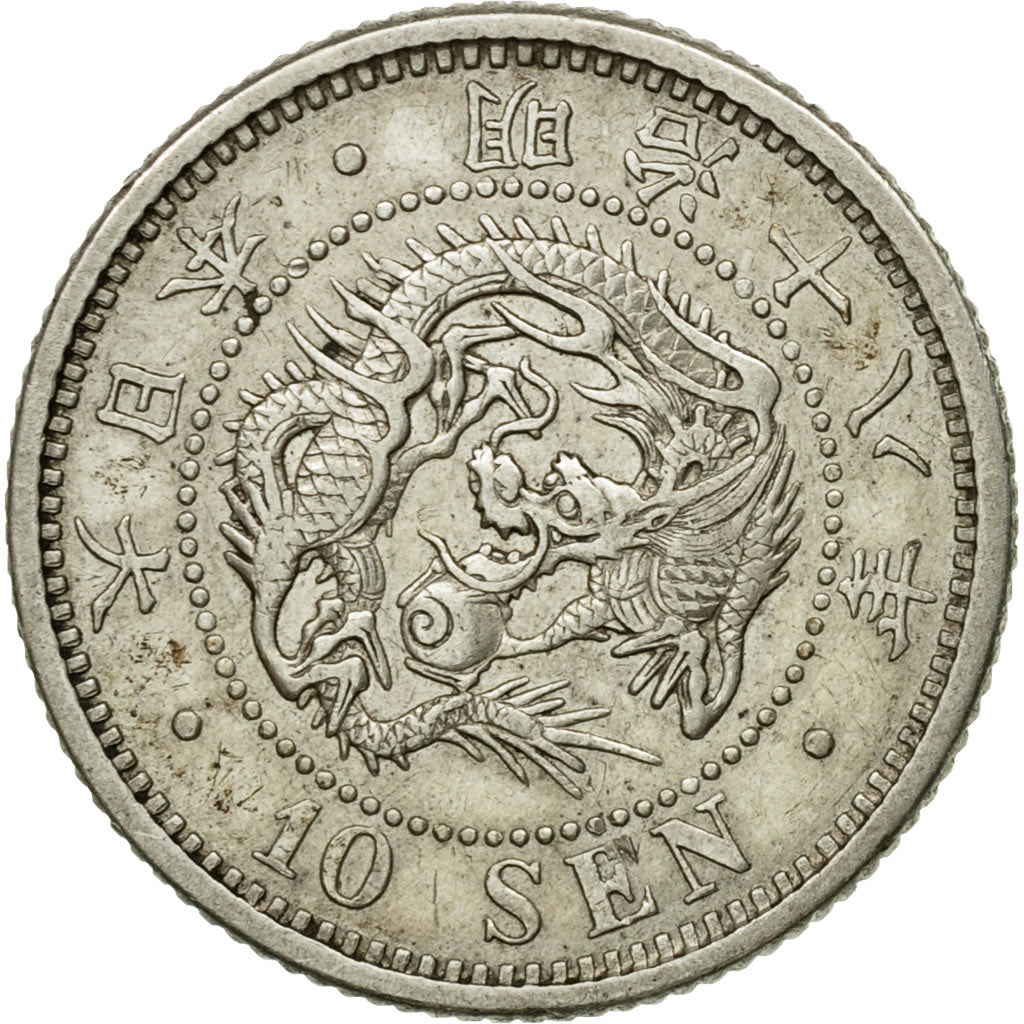 Coin, Japan, Mutsuhito, 10 Sen, 1885, AU(50-53), Silver, KM:23
