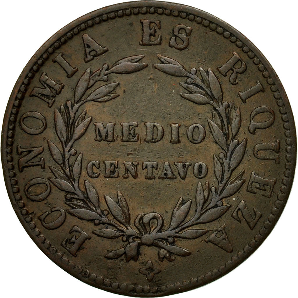 Moneta, Chile, 1/2 Centavo, 1853, EF(40-45), Miedź, KM:126