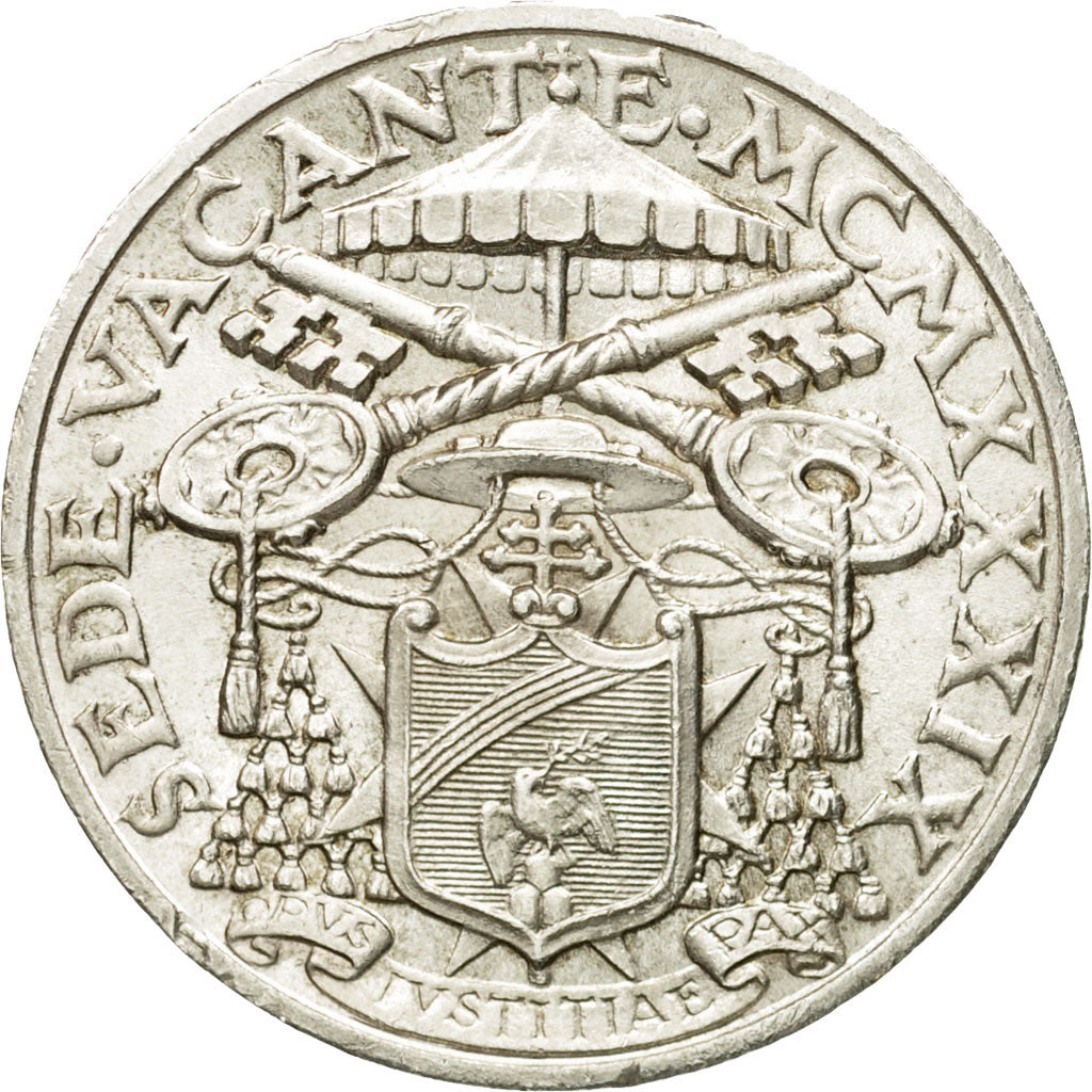 Coin, VATICAN CITY, Sede Vacante, 10 Lire, 1939, Roma, MS(63), Silver, KM:21