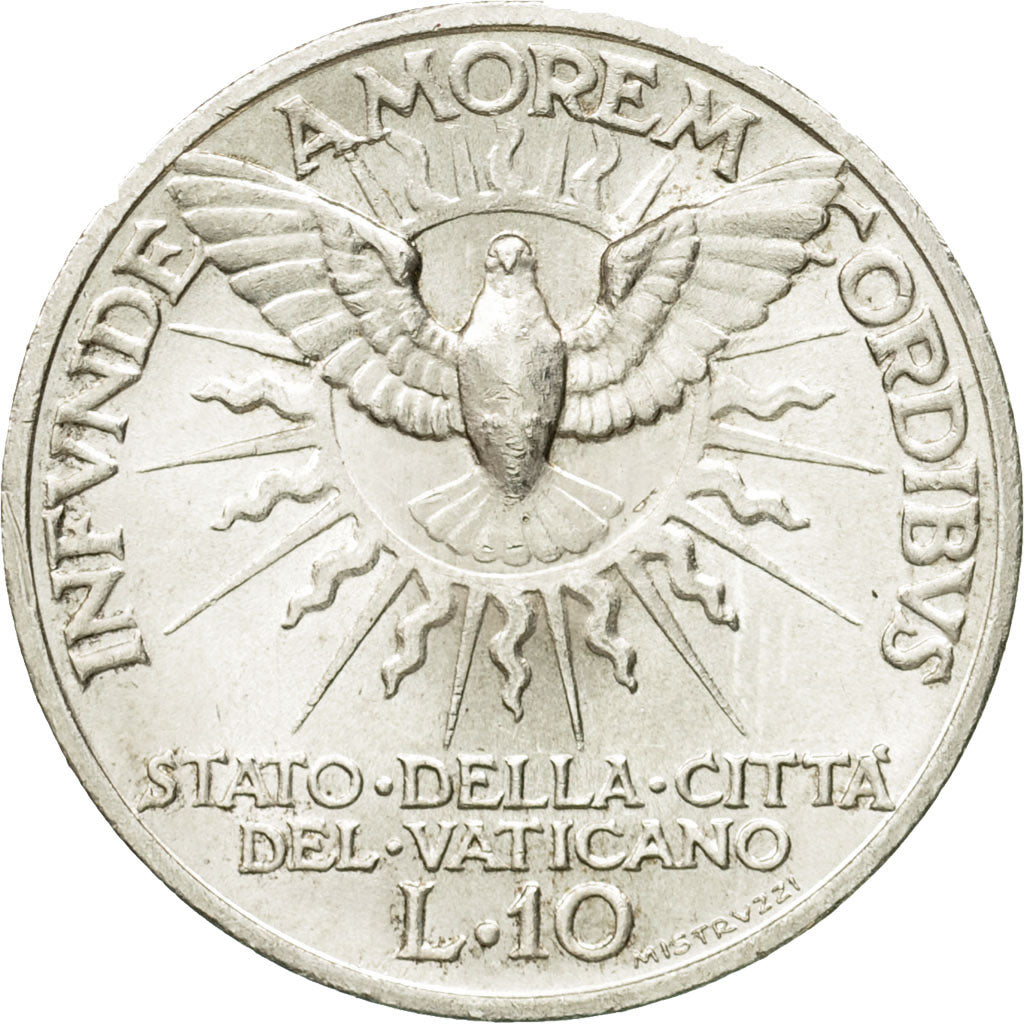 Coin, VATICAN CITY, Sede Vacante, 10 Lire, 1939, Roma, MS(63), Silver, KM:21