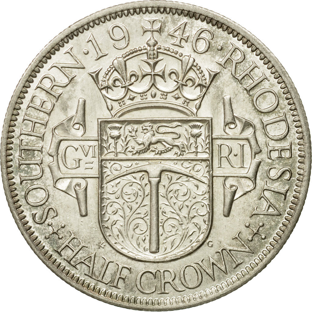 Coin, Southern Rhodesia, George VI, 1/2 Crown, 1946, British Royal Mint