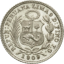 Monnaie, Pérou, 1/2 Dinero, 1909, Lima, SPL, Argent, KM:206.2