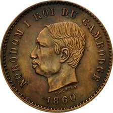 Coin, Cambodia, 5 Centimes, 1860, AU(55-58), Bronze, Lecompte:14