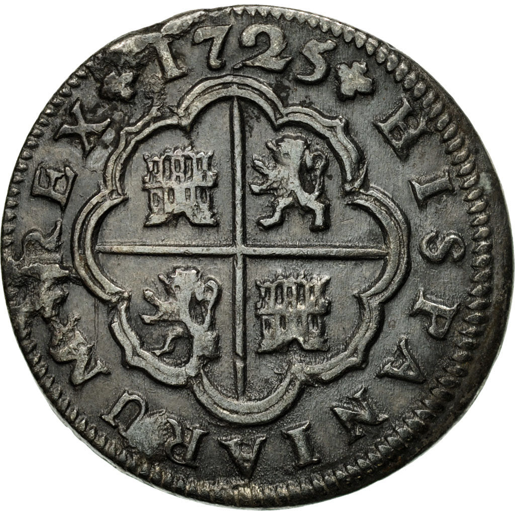 Coin, Spain, Philip V, 2 Reales, 1725, Seville, AU(50-53), Silver, KM:307