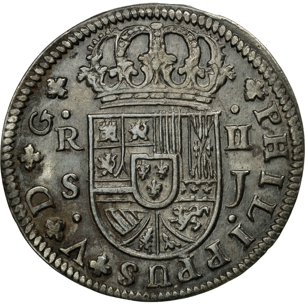 Coin, Spain, Philip V, 2 Reales, 1725, Seville, AU(50-53), Silver, KM:307