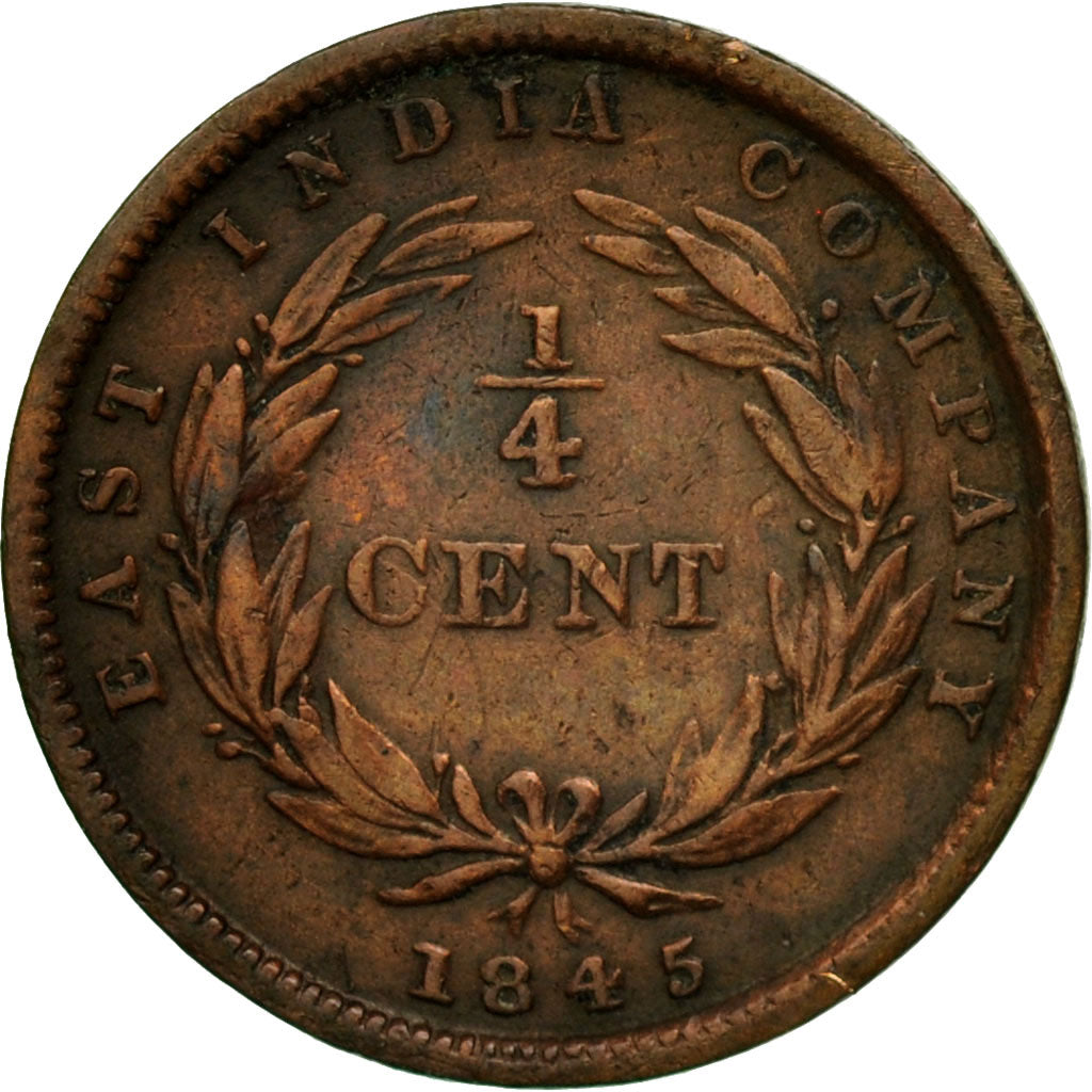 Coin, Straits Settlements, Victoria, 1/4 Cent, 1845, EF(40-45), Copper, KM:1