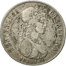 Monnaie, États italiens, CISALPINE REPUBLIC, 30 Soldi, 1801, TTB, Argent, KM:1