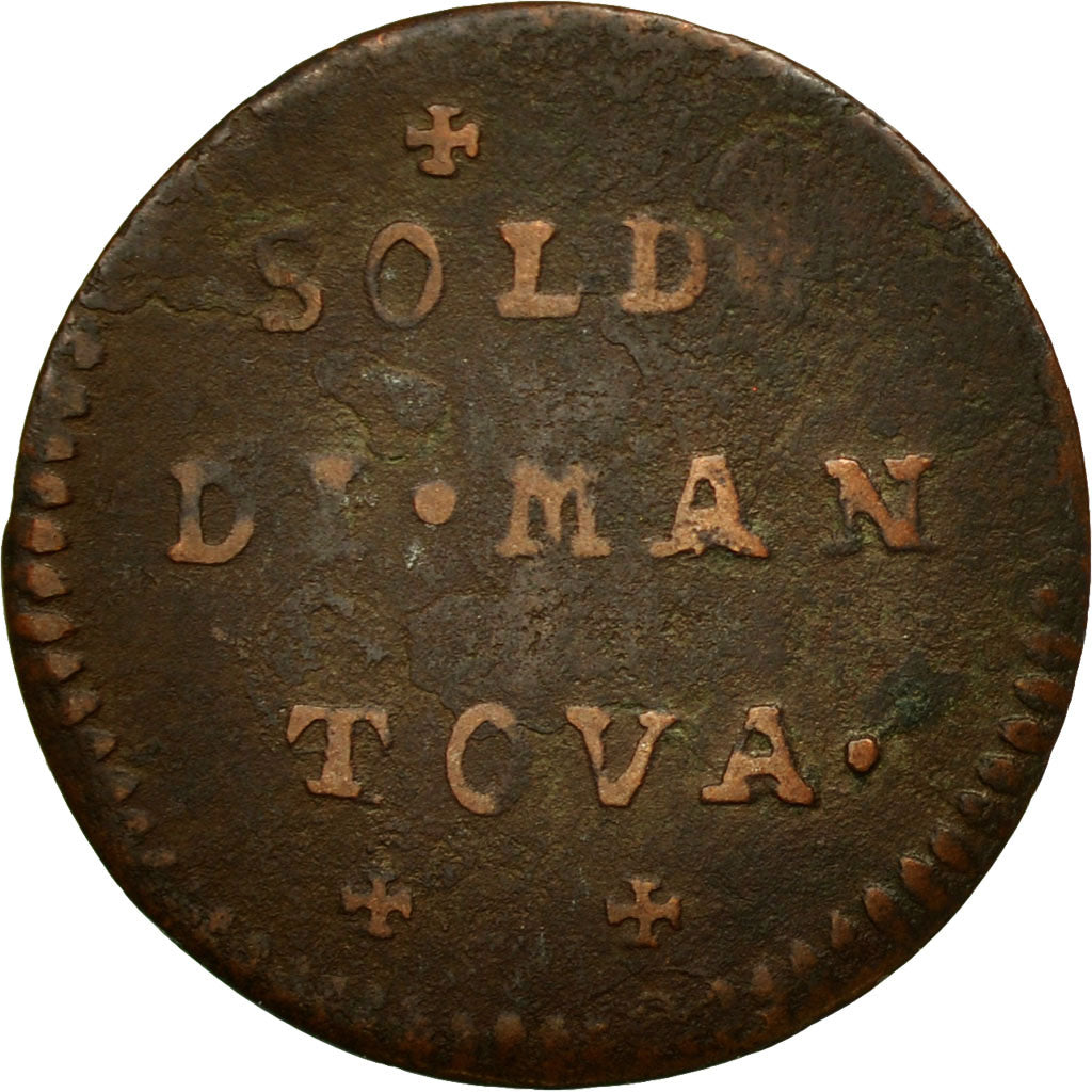 Moneta, STATI ITALIANI, MANTUA, Carlo VI, Soldo, 1736, Mantua, BB, Rame, KM:248