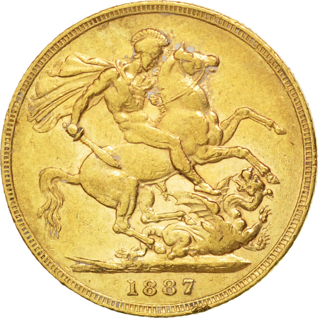 AUSTRALIA, Sovereign, 1887, Melbourne, KM #7, AU(50-53), Gold, 7.95
