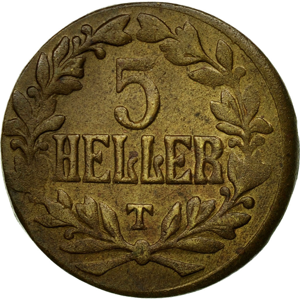 Coin, GERMAN EAST AFRICA, Wihelm II, 5 Heller, 1916, Tabora, AU(55-58), Brass