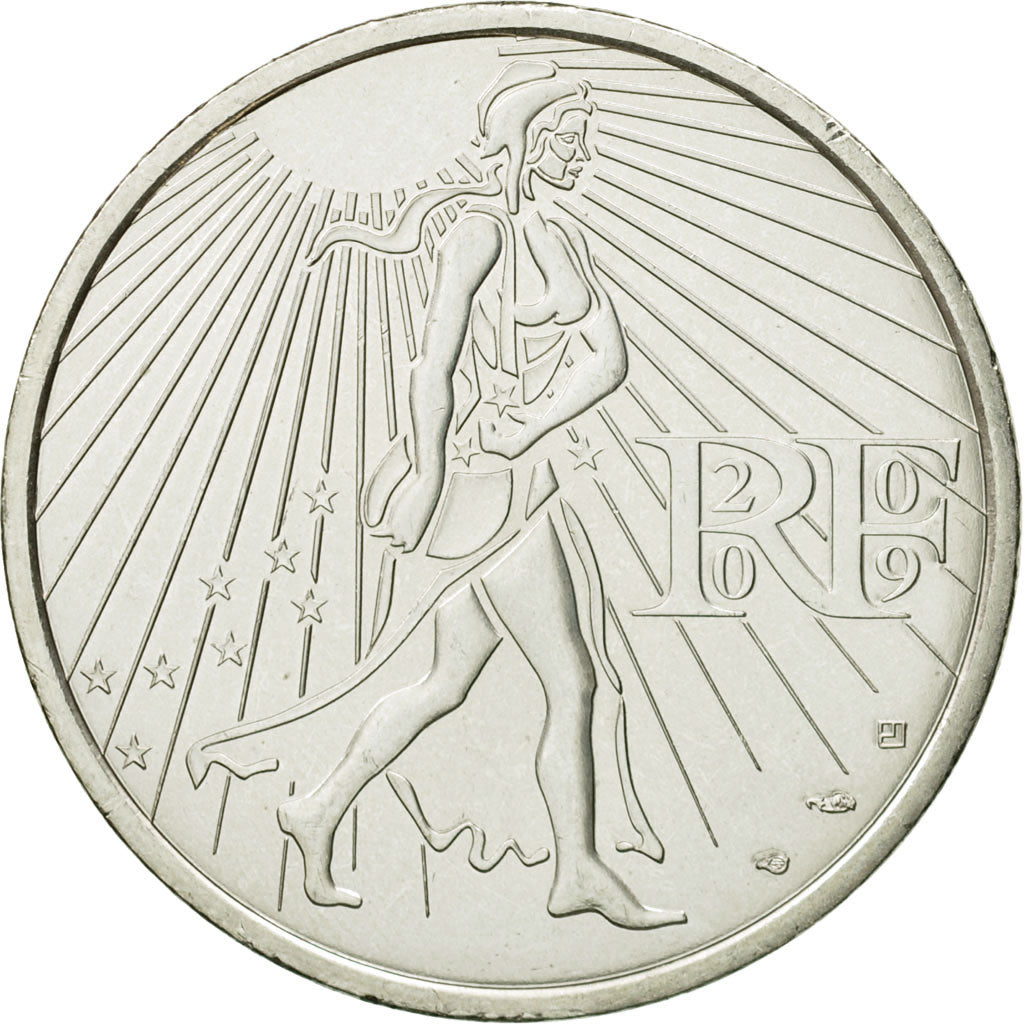 France, 25 Euro, 2009, MS(64), Silver, KM:1581